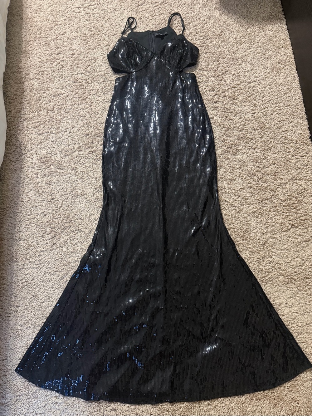 Lulu's Black Sequin Slip Maxi Dress